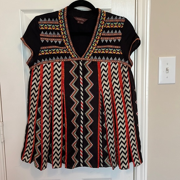 Anthropologie Ranna Gill Chevron Embroidered Blouse - Picture 2 of 8